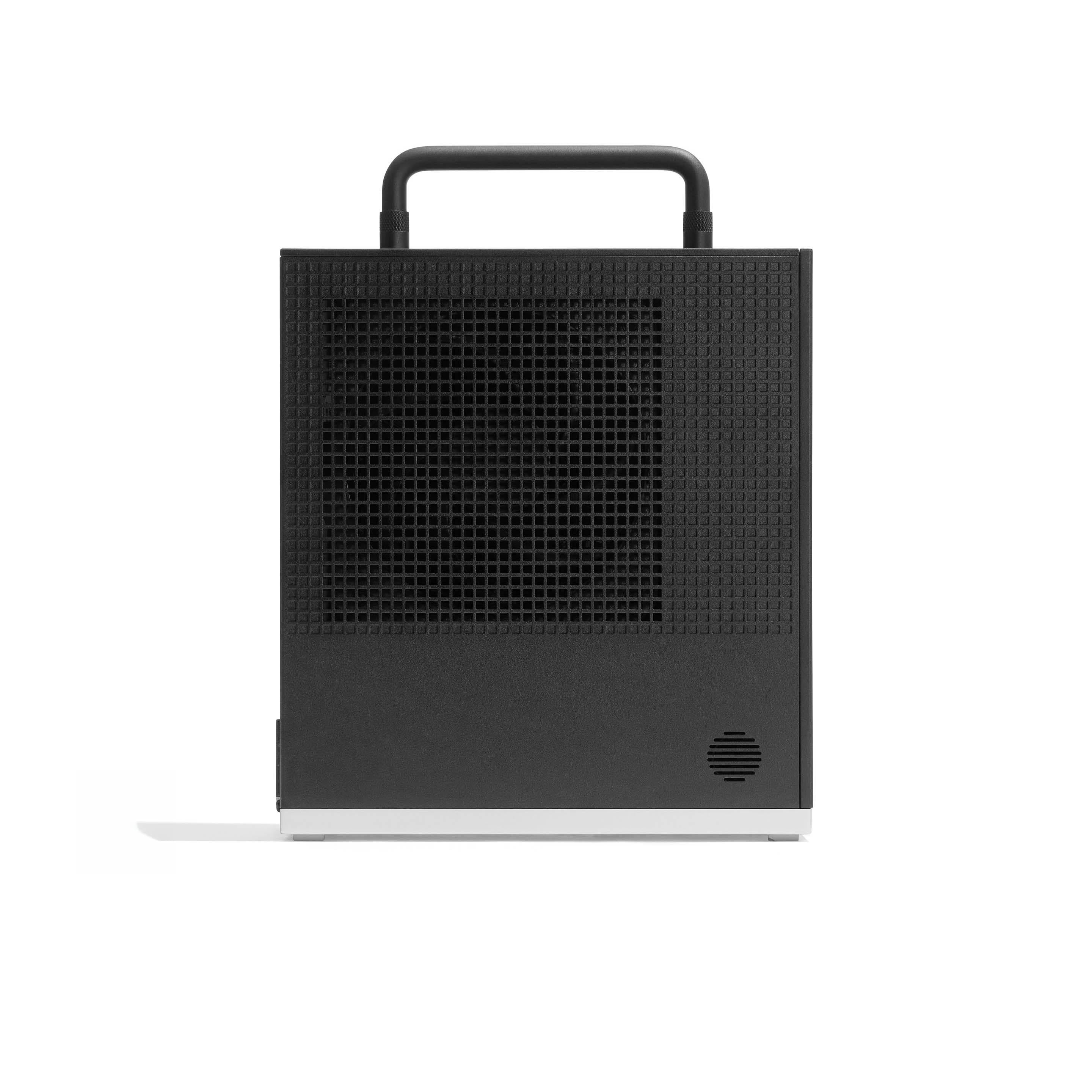 Image of Framework Desktop with optional handle installed side view