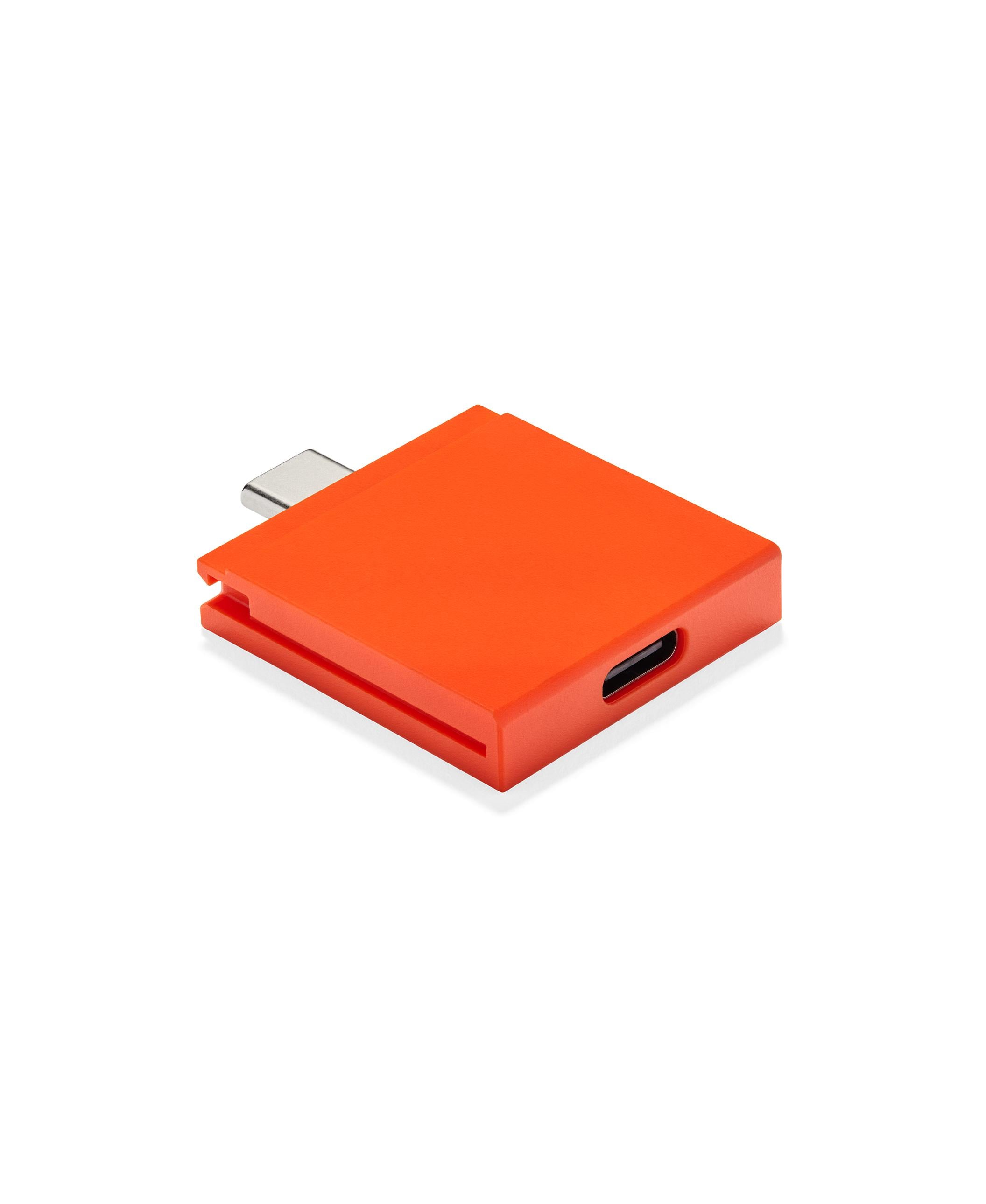 Photo of a USB-C Port Expansion Card in the color orange