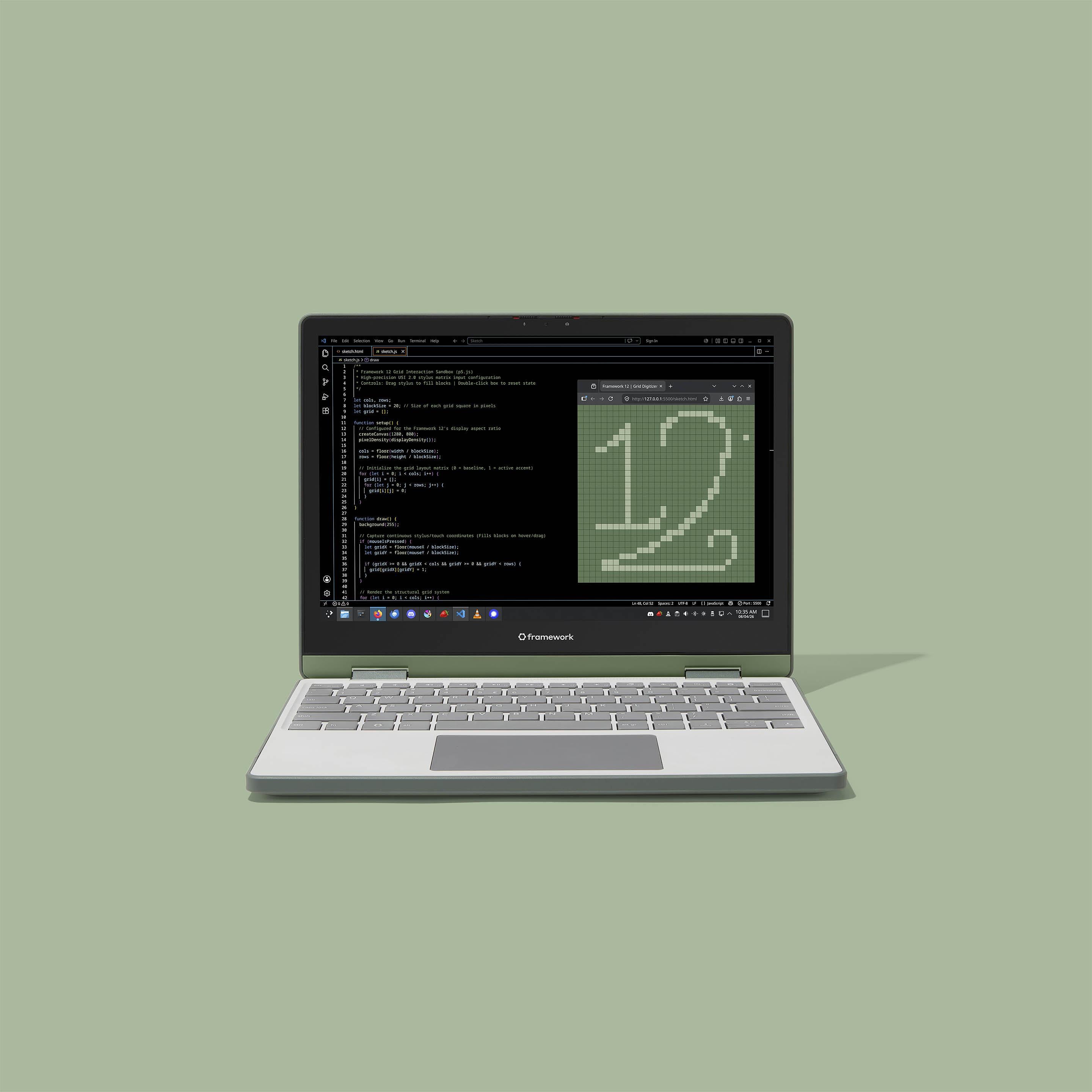 Framework Laptop 12 Straight On View (Sage)