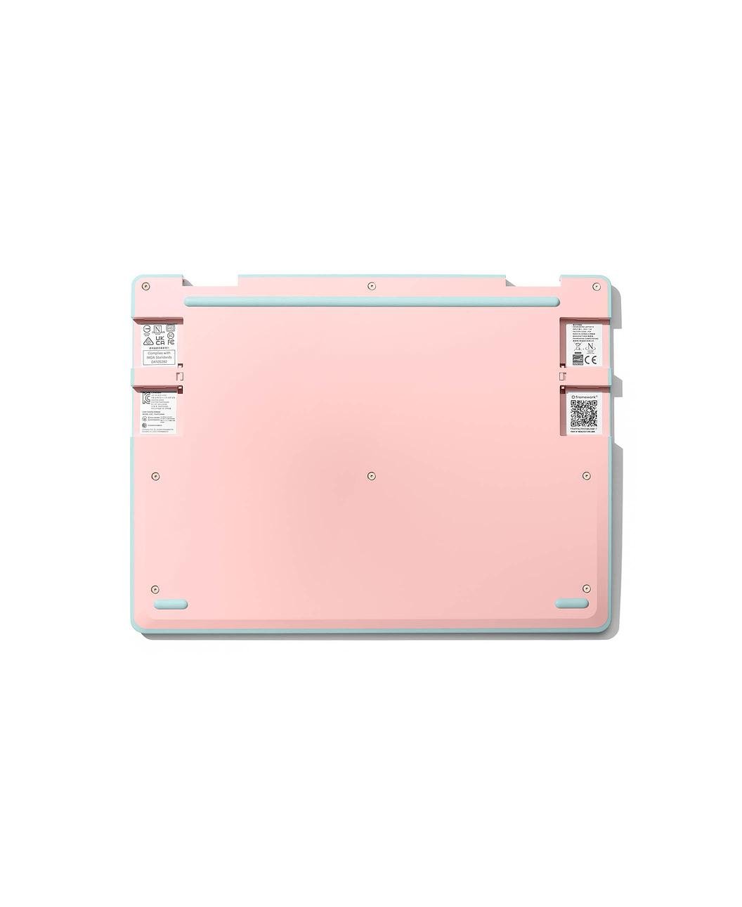 Exterior top down shot of Framework Laptop 12 Bottom Cover Kit in Bubblegum