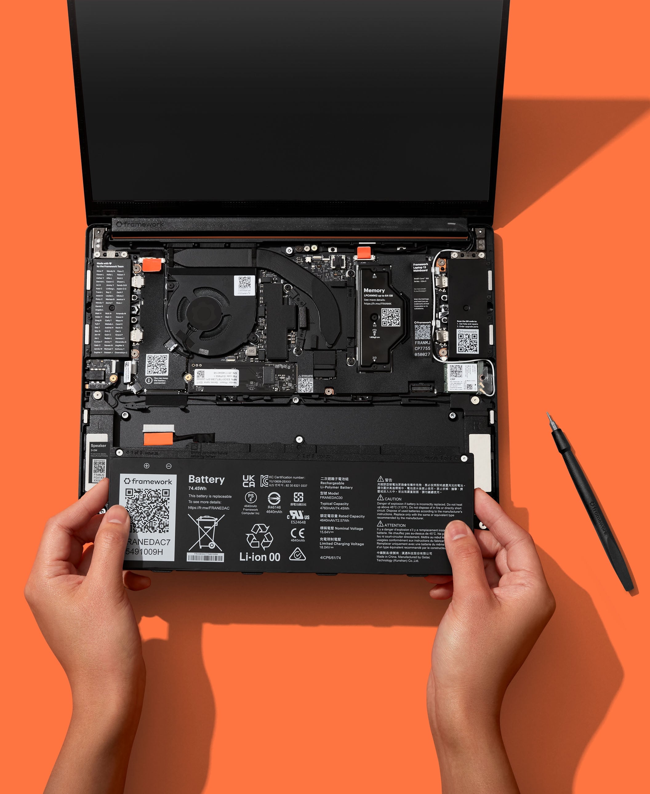Framework Laptop 13 Pro Battery - 74Wh Installation