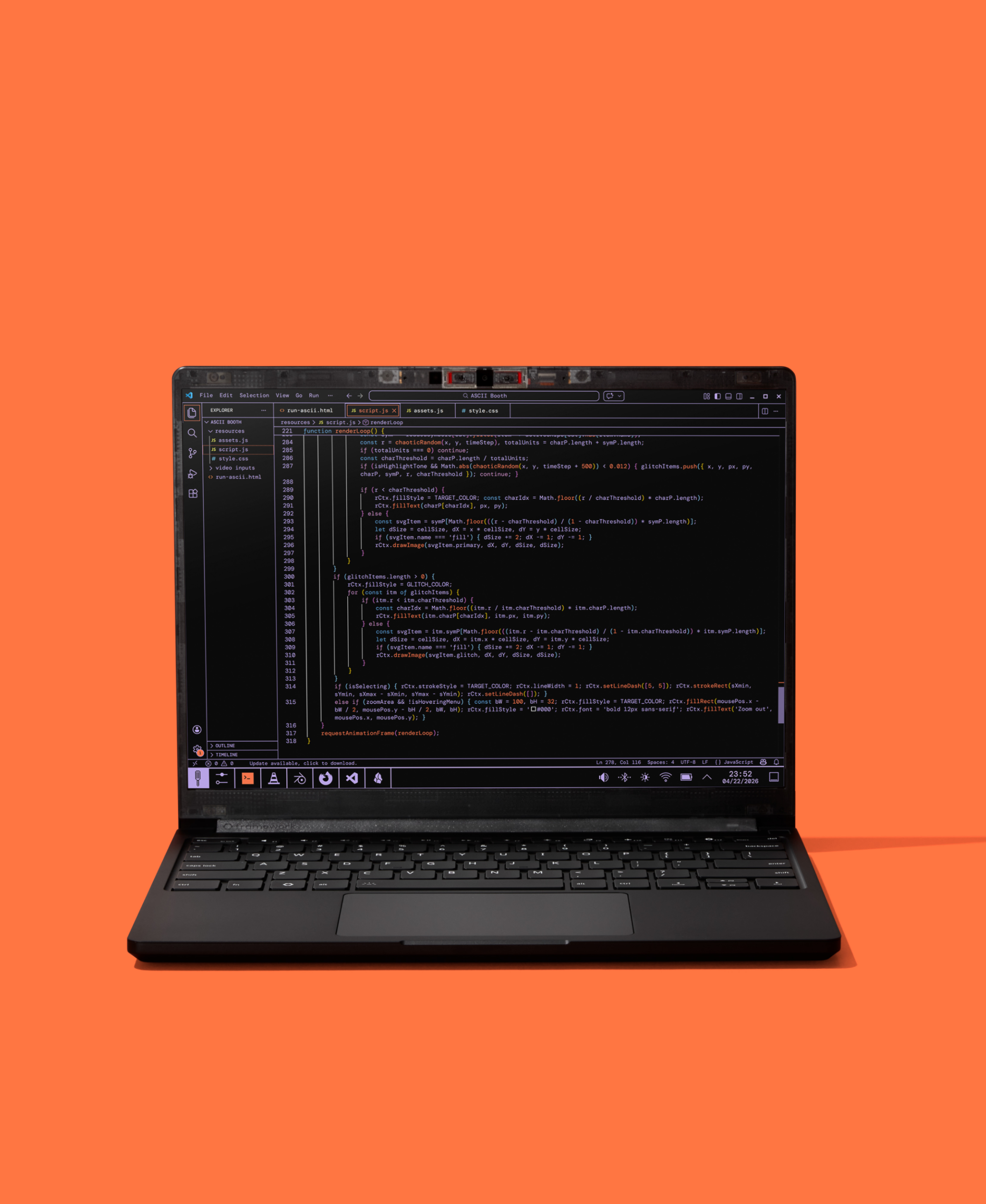 Image of Framework Laptop 13 Pro on orange background