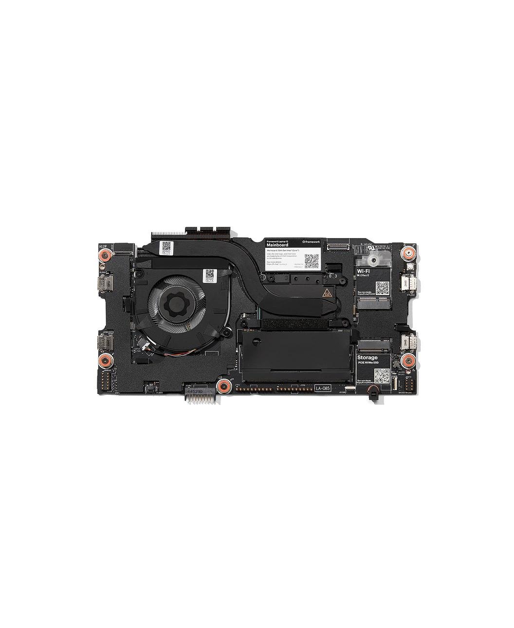 Top down shot of Framework Laptop 12 Mainboard (13th Gen Intel® Core™) front