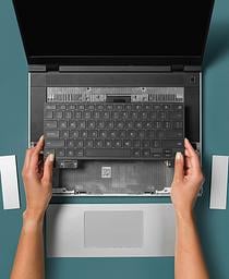 Hands with Framework Laptop 16 Keyboard