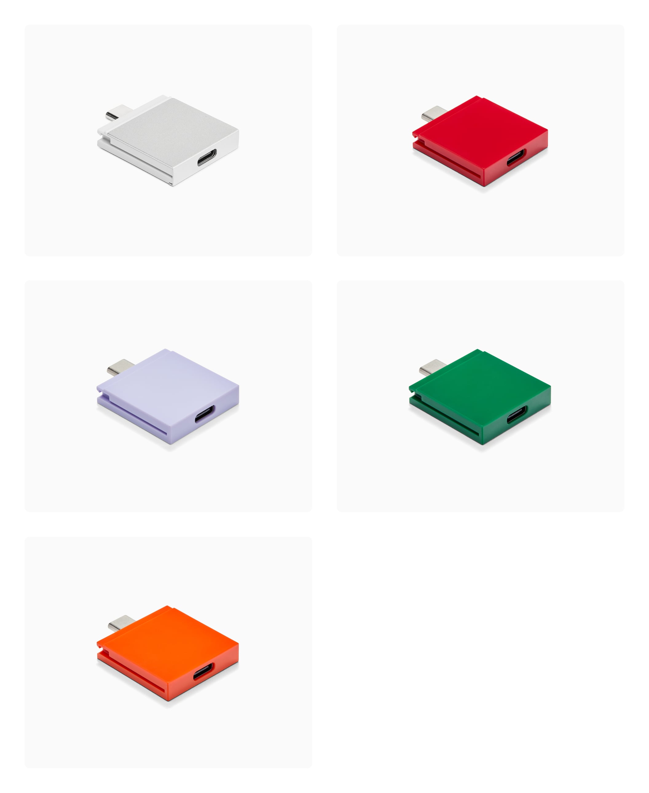 Photos of different colored USB-C Expansion Cards
