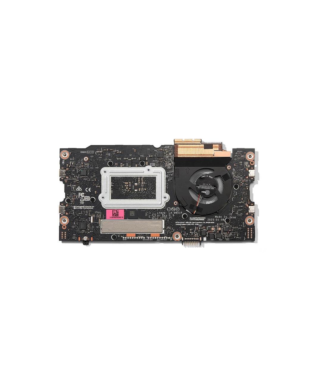 Top down shot of Framework Laptop 12 Mainboard (13th Gen Intel® Core™) back
