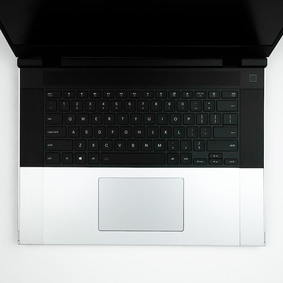 Top down shot of an open Framework Laptop 16