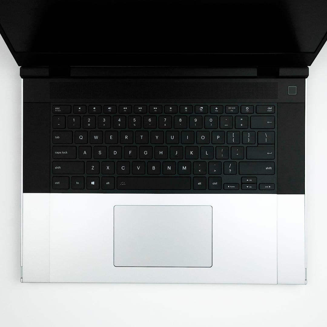 Top down shot of an open Framework Laptop 16