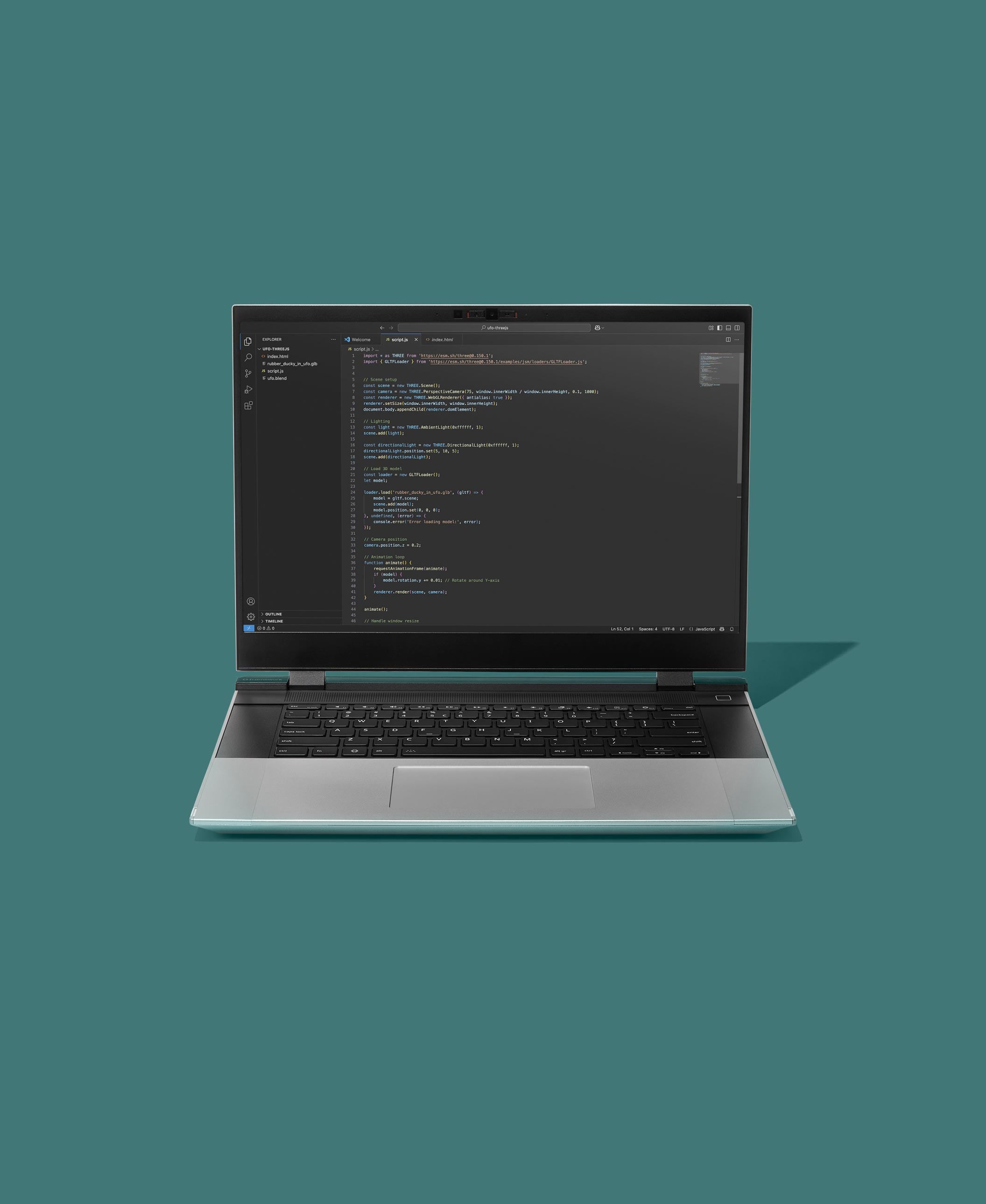 Front view of Framework Laptop 16 on green background